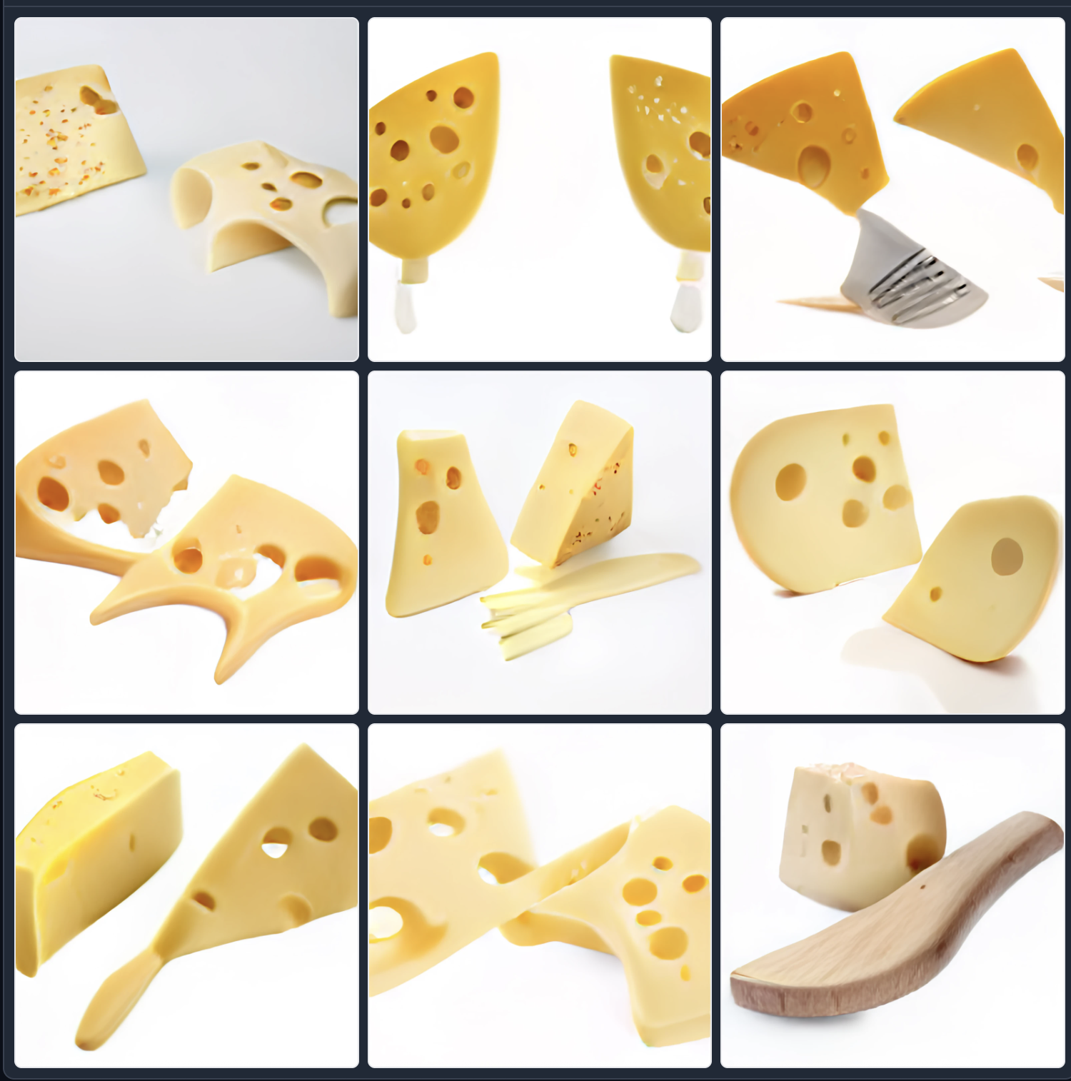 two ergonomic pieces of cheese